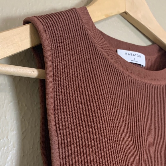 Babaton Women’s Sculpt Knit Muscle Tank‎ Brown Bodycon Small - Picture 2 of 7
